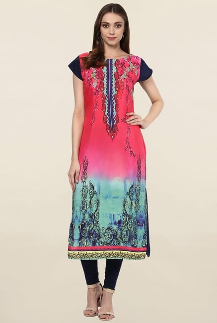 Ziyaa Coral Printed Crepe Kurta Ziyaa Coral Printed Crepe Kurta