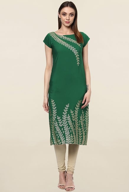 Ziyaa Green Printed Crepe Kurta Ziyaa Green Printed Crepe Kurta