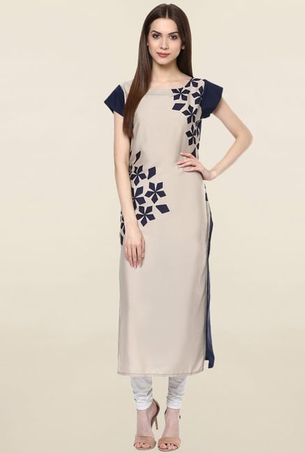 Ziyaa Beige Printed Crepe Kurta Ziyaa Beige Printed Crepe Kurta