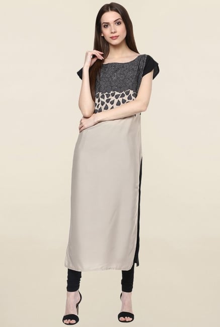 Ziyaa Beige Printed Crepe Kurta Ziyaa Beige Printed Crepe Kurta