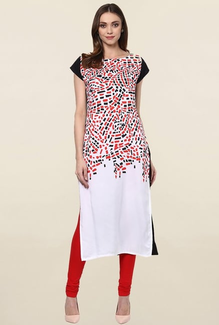 Ziyaa White Printed Crepe Kurta Ziyaa White Printed Crepe Kurta