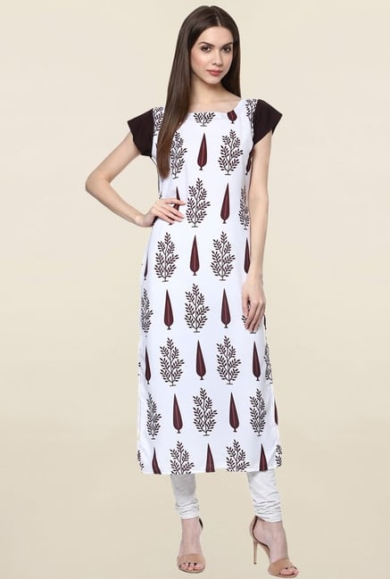 Ziyaa White Printed Crepe Kurta Ziyaa White Printed Crepe Kurta