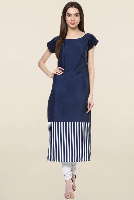 Ziyaa Navy Printed Crepe Kurta Ziyaa Navy Printed Crepe Kurta