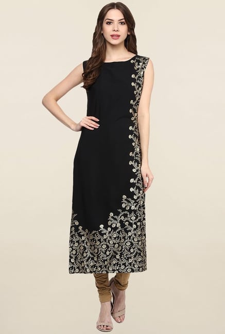 Ziyaa Black Printed Crepe Kurta Ziyaa Black Printed Crepe Kurta