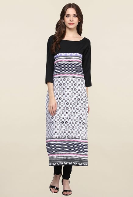 Ziyaa White Printed Crepe Kurta Ziyaa White Printed Crepe Kurta
