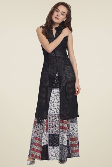 Soie Black & White Regular Fit Maxi Dress Soie Black & White Regular Fit Maxi Dress