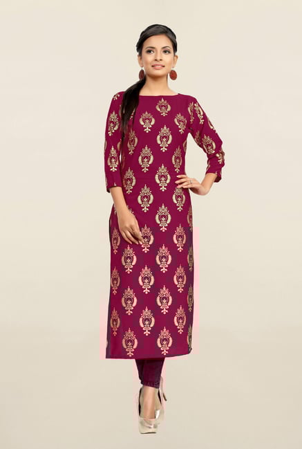 Ziyaa Pink Printed Crepe Kurta Ziyaa Pink Printed Crepe Kurta