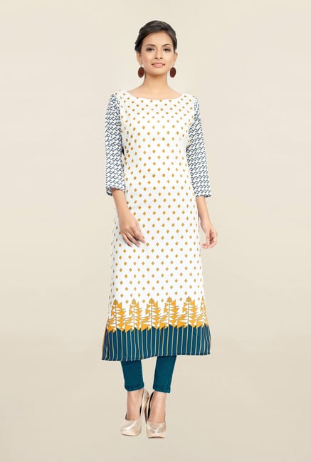 Ziyaa White Printed Crepe Kurta Ziyaa White Printed Crepe Kurta