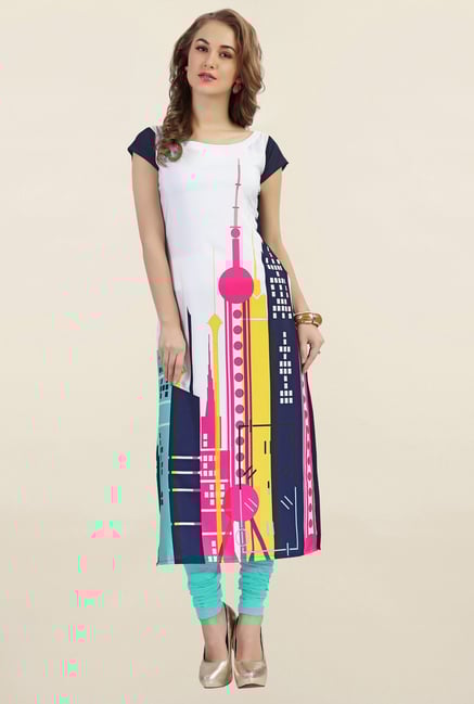 Ziyaa White Printed Crepe Kurta Ziyaa White Printed Crepe Kurta