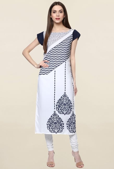 Ziyaa White Printed Crepe Kurta Ziyaa White Printed Crepe Kurta