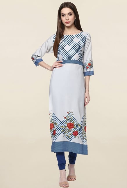 Ziyaa White Printed Crepe Kurta Ziyaa White Printed Crepe Kurta
