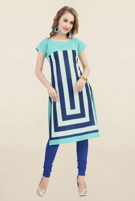 Ziyaa Blue Printed Crepe Kurta Ziyaa Blue Printed Crepe Kurta
