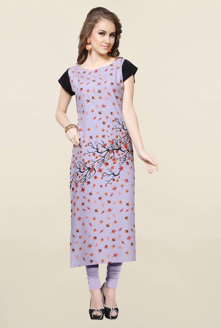 Ziyaa Purple Printed Crepe Kurta Ziyaa Purple Printed Crepe Kurta