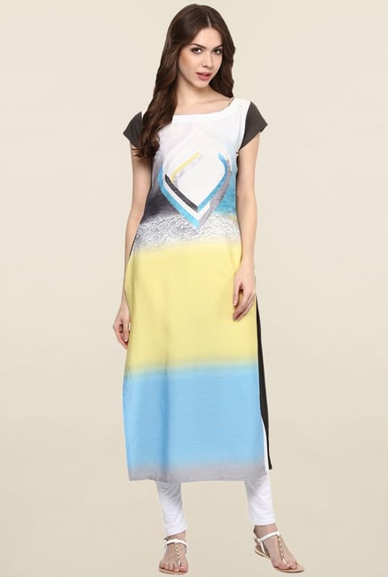Ziyaa Multicolor Printed Crepe Kurta Ziyaa Multicolor Printed Crepe Kurta
