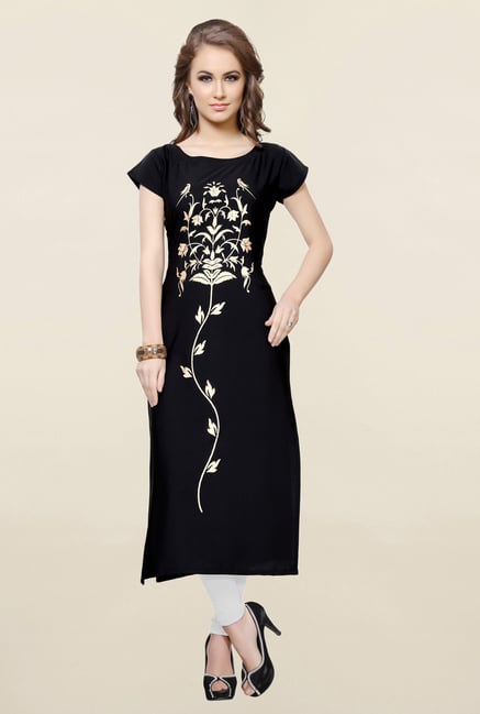 Ziyaa Black Printed Crepe Kurta Ziyaa Black Printed Crepe Kurta