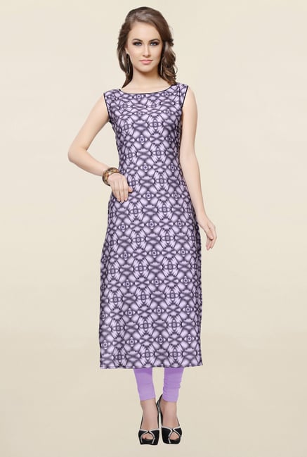 Ziyaa Purple Printed Crepe Kurta Ziyaa Purple Printed Crepe Kurta