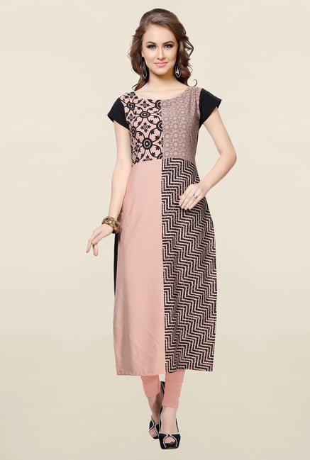 Ziyaa Peach Printed Crepe Kurta Ziyaa Peach Printed Crepe Kurta