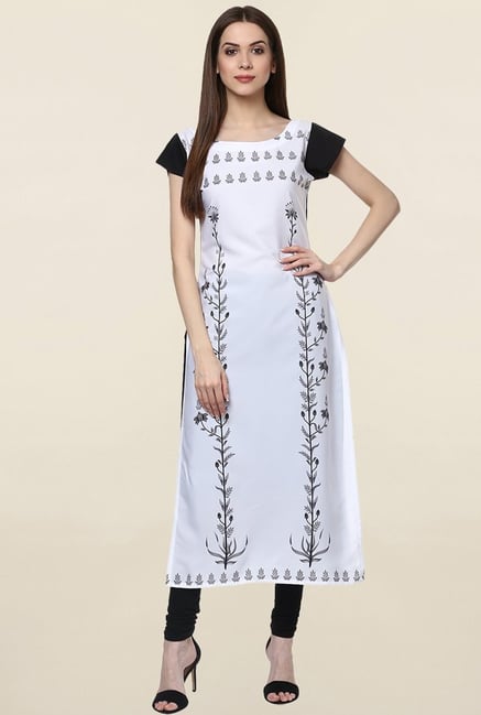 Ziyaa White Printed Crepe Kurta Ziyaa White Printed Crepe Kurta