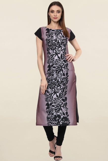 Ziyaa Brown Printed Crepe Kurta Ziyaa Brown Printed Crepe Kurta