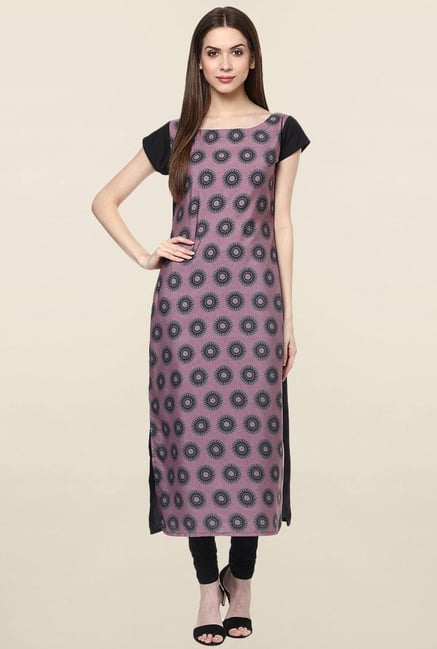 Ziyaa Pink Printed Crepe Kurta Ziyaa Pink Printed Crepe Kurta