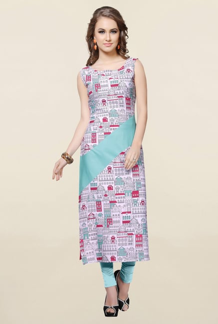Ziyaa Multicolor Printed Crepe Kurta Ziyaa Multicolor Printed Crepe Kurta