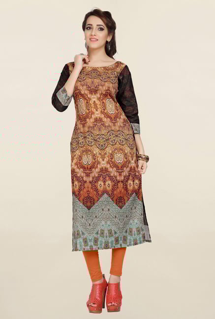 Ziyaa Beige Printed Cotton Kurta Ziyaa Beige Printed Cotton Kurta