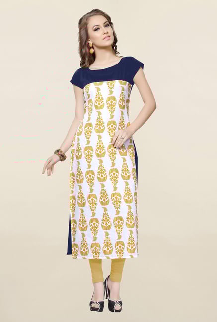 Ziyaa White Printed Crepe Kurta Ziyaa White Printed Crepe Kurta