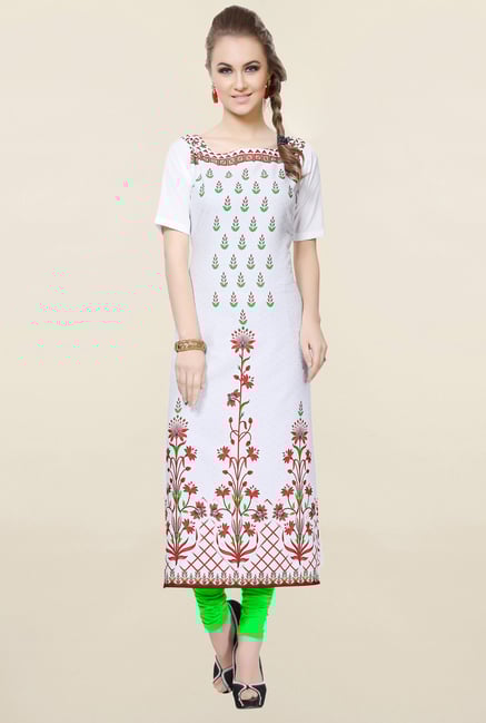 Ziyaa White Printed Crepe Kurta Ziyaa White Printed Crepe Kurta