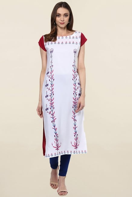 Ziyaa White Printed Crepe Kurta Ziyaa White Printed Crepe Kurta