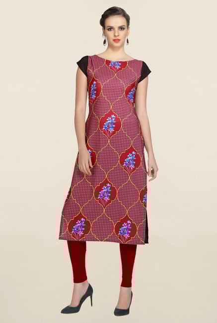 Ziyaa Maroon Printed Crepe Kurta Ziyaa Maroon Printed Crepe Kurta