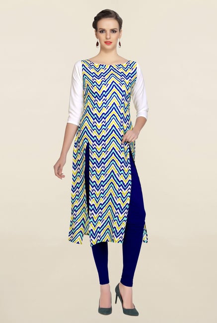 Ziyaa Multicolor Printed Crepe Kurta Ziyaa Multicolor Printed Crepe Kurta