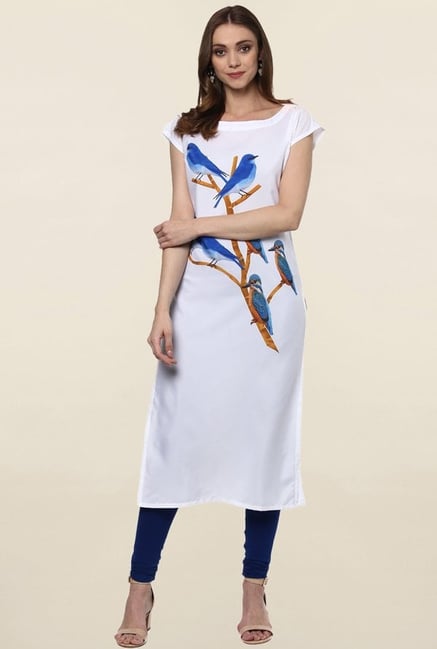 Ziyaa White Printed Crepe Kurta Ziyaa White Printed Crepe Kurta
