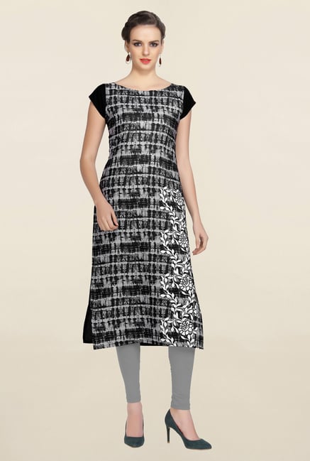 Ziyaa Black Printed Crepe Kurta Ziyaa Black Printed Crepe Kurta