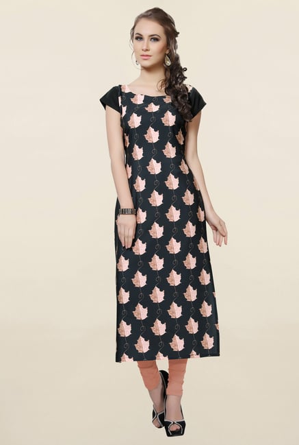 Ziyaa Black Printed Crepe Kurta Ziyaa Black Printed Crepe Kurta