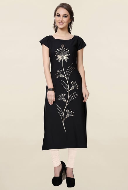 Ziyaa Black Printed Crepe Kurta Ziyaa Black Printed Crepe Kurta