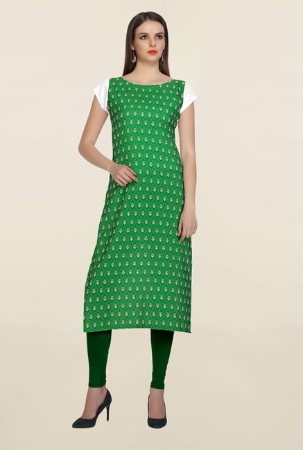 Ziyaa Green Printed Crepe Kurta Ziyaa Green Printed Crepe Kurta