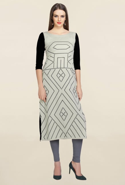 Ziyaa Grey Printed Crepe Kurta Ziyaa Grey Printed Crepe Kurta