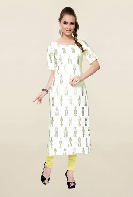Ziyaa White Printed Crepe Kurta Ziyaa White Printed Crepe Kurta