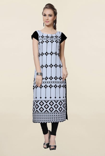 Ziyaa Grey Printed Crepe Kurta Ziyaa Grey Printed Crepe Kurta