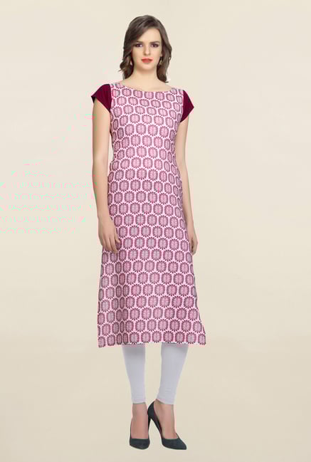 Ziyaa Pink Printed Crepe Kurta Ziyaa Pink Printed Crepe Kurta