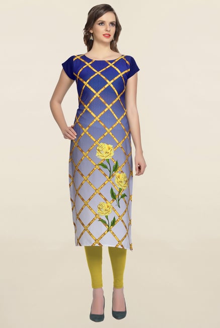 Ziyaa Blue Printed Crepe Kurta Ziyaa Blue Printed Crepe Kurta