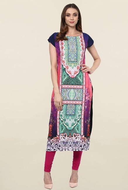 Ziyaa Multicolor Printed Crepe Kurta Ziyaa Multicolor Printed Crepe Kurta