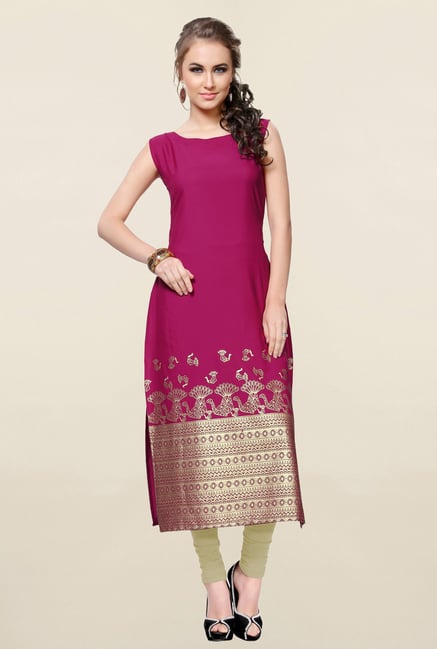 Ziyaa Pink Printed Crepe Kurta Ziyaa Pink Printed Crepe Kurta
