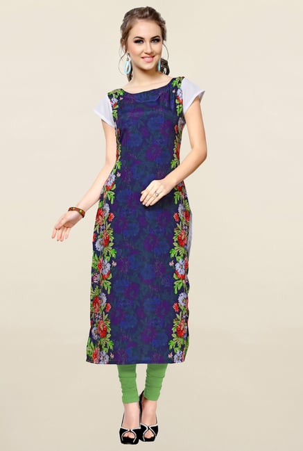 Ziyaa Multicolor Floral Print Crepe Kurta Ziyaa Multicolor Floral Print Crepe Kurta