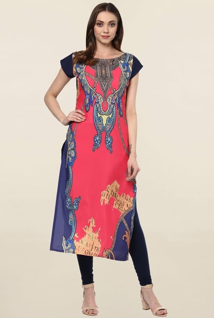 Ziyaa Coral Printed Crepe Kurta Ziyaa Coral Printed Crepe Kurta