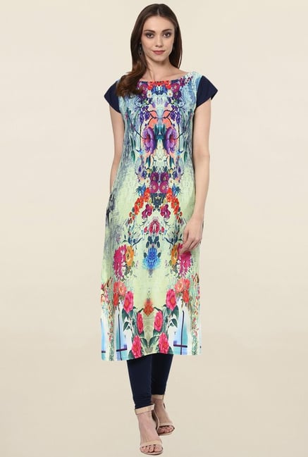 Ziyaa Multicolor Printed Crepe Kurta Ziyaa Multicolor Printed Crepe Kurta