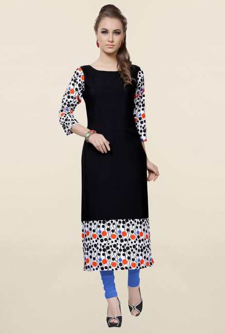 Ziyaa Black Printed Crepe Kurta Ziyaa Black Printed Crepe Kurta