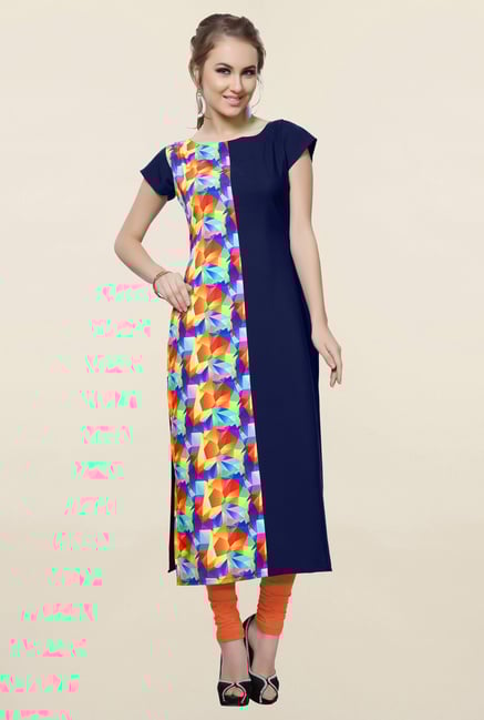 Ziyaa Multicolor Printed Crepe Kurta Ziyaa Multicolor Printed Crepe Kurta