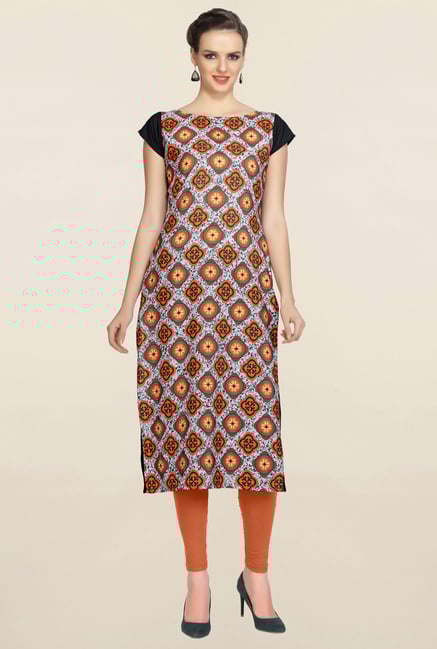 Ziyaa Multicolor Printed Crepe Kurta Ziyaa Multicolor Printed Crepe Kurta