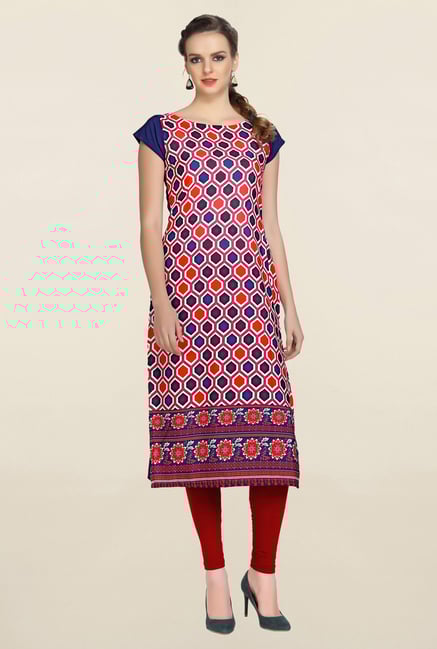 Ziyaa Multicolor Printed Crepe Kurta Ziyaa Multicolor Printed Crepe Kurta